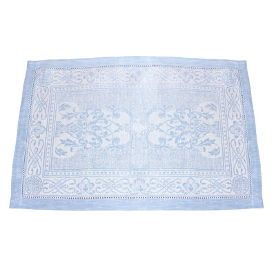 French Home Linen 6-Piece Set  Astra Placemats - Ivory and Light Blue