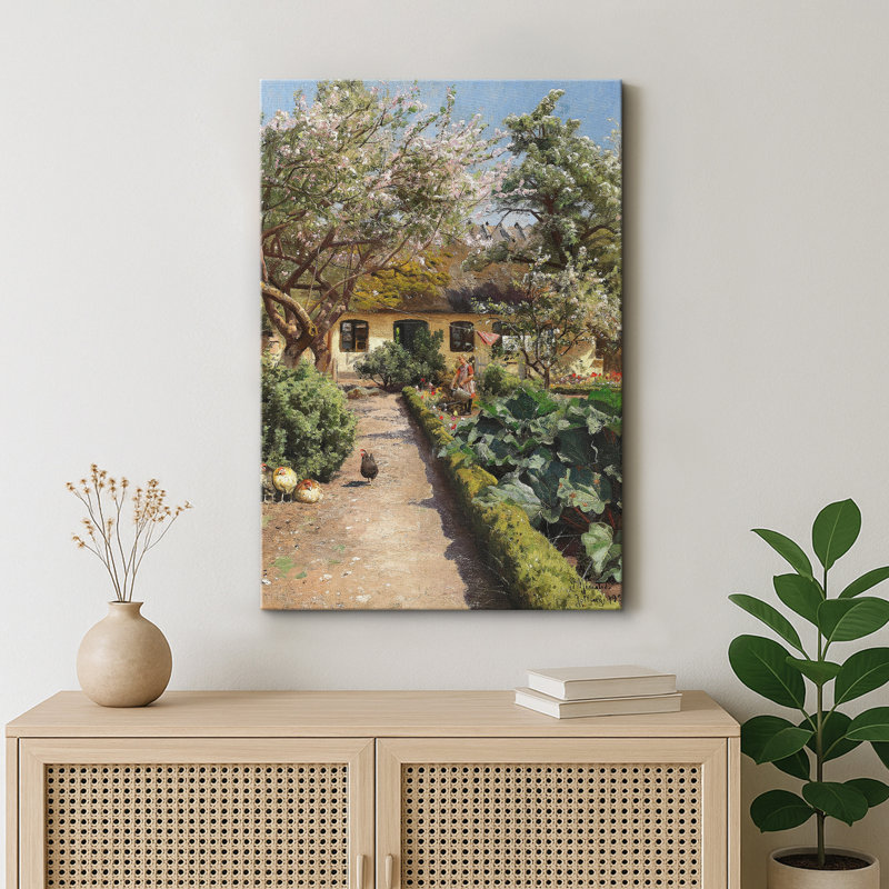 «Spring Cottage Garden Path», impression de fleurs en fleurs, photos d'art sur toile encadrées, H 48 po x l 32 po x P 1,5 po