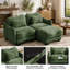 Canapé-lit en chenille vert avec coussin de taille et accoudoirs courbés
