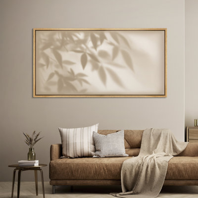 Douce ombre botanique douce en beige neutre - grande reproduction d'art sur toile encadrée