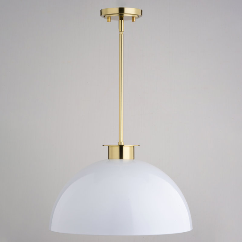 Luminaire suspendu en forme de dôme à 1 lumière Devon, Blanc lustré