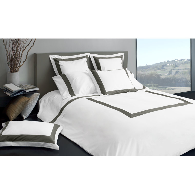 Aida Duvet Cover, King Duvet Cover, White/Lead Gray