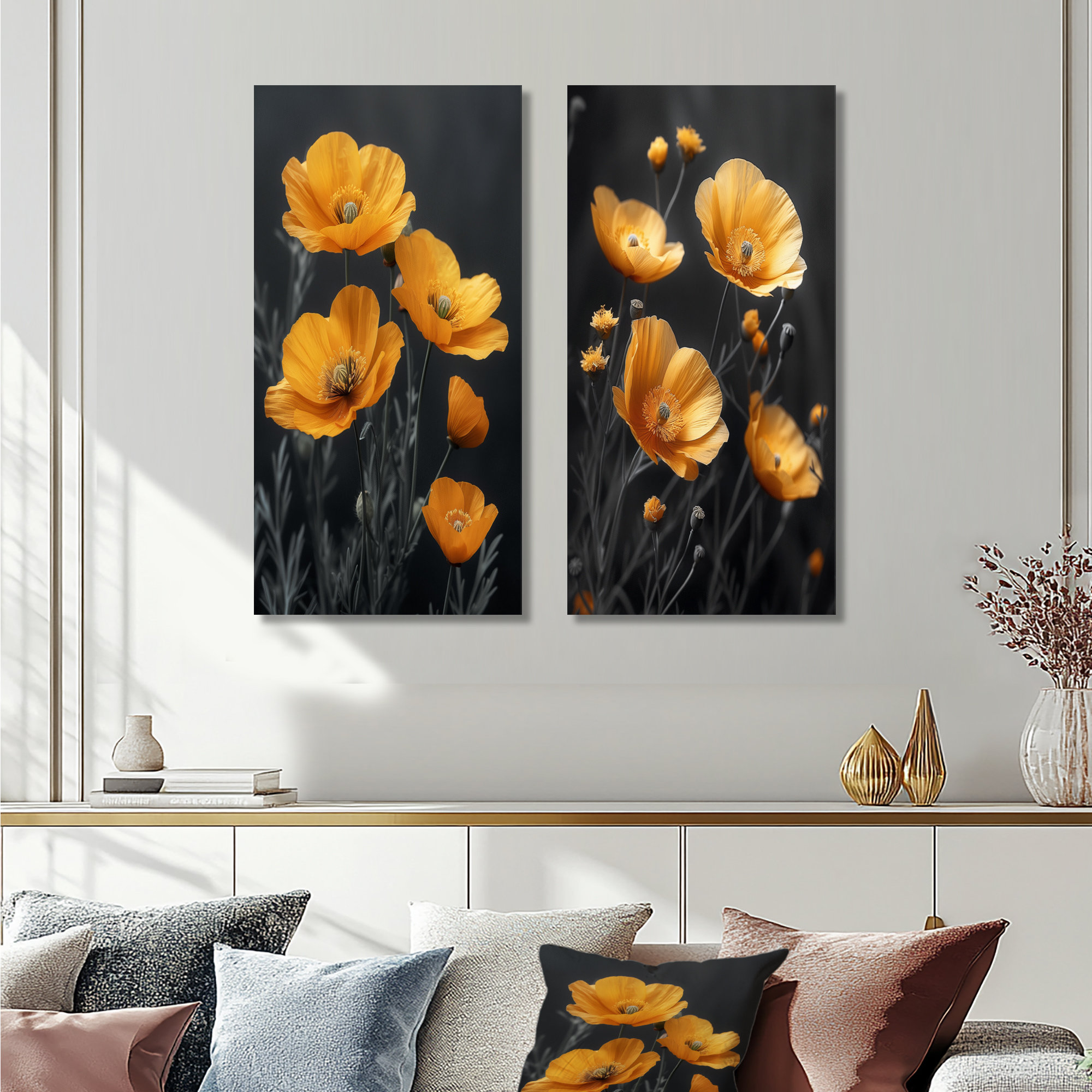 Winston Porter Yellow Black Poppies Luminous Joy I - Poppies Wall Art 2 ...