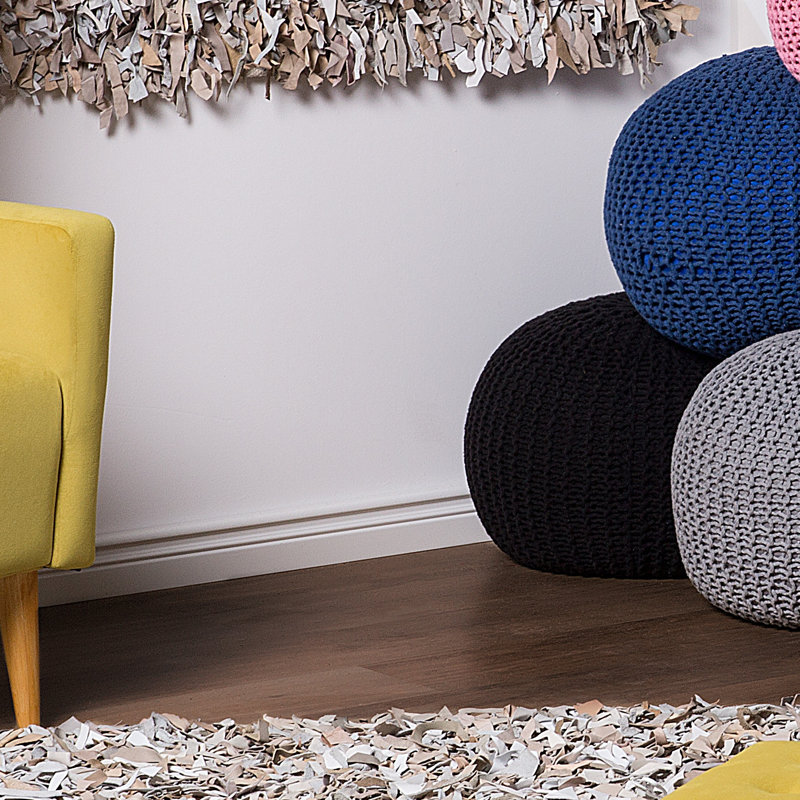 Bentall 40cm Wide Round Pouf Ottoman, Black