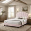 Lit plateforme en tissu de laine avec tête de lit festonnée à DEL, rembourré de lit double capitonné pour les chambres à coucher modernes