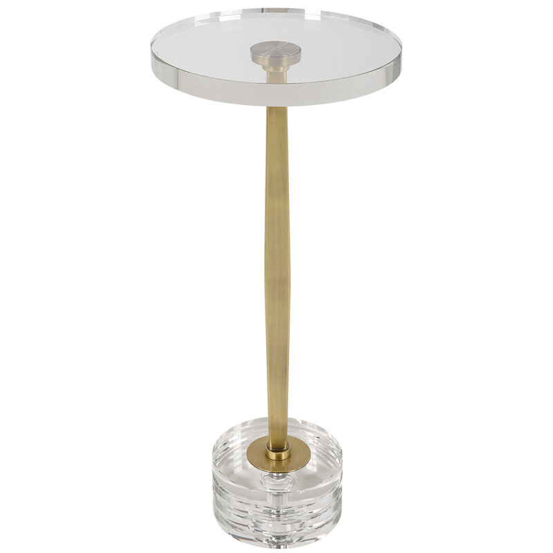 Table de bout à piédestal en verre de 23,75 po de hauteur Raciel