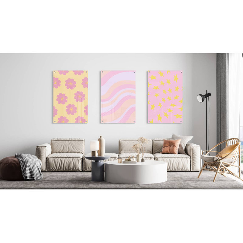 Style rose - ensemble de 3 reproductions sans cadre