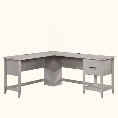 L-Shaped Desk, Spacious Workspace, And Built-In Cord Management For Modern And Compact Settings