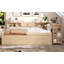 Lit de jour simple avec couchette, structure de lit de jour en bois avec tiroirs de rangement, tablettes latérales et bureau, doré-1679126915-1679126917
