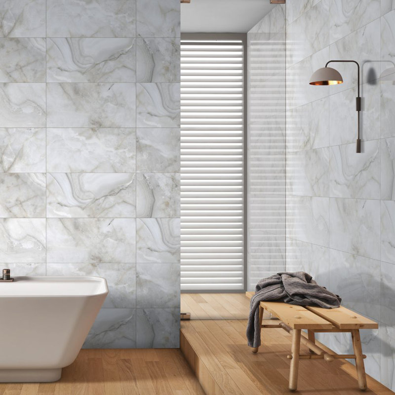 Nova 12" x 24" Polished Porcelain Wall & Floor Tile, Polished Pearl