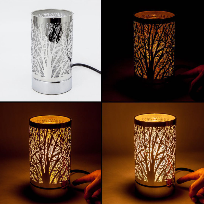 Lampe tactile 7 po avec chauffe-huile / cire - Jardin argenté