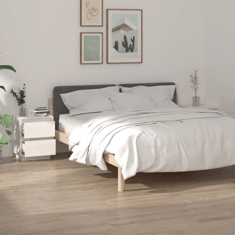 Greeta 40cm W Solid Wood Bedside Table, White