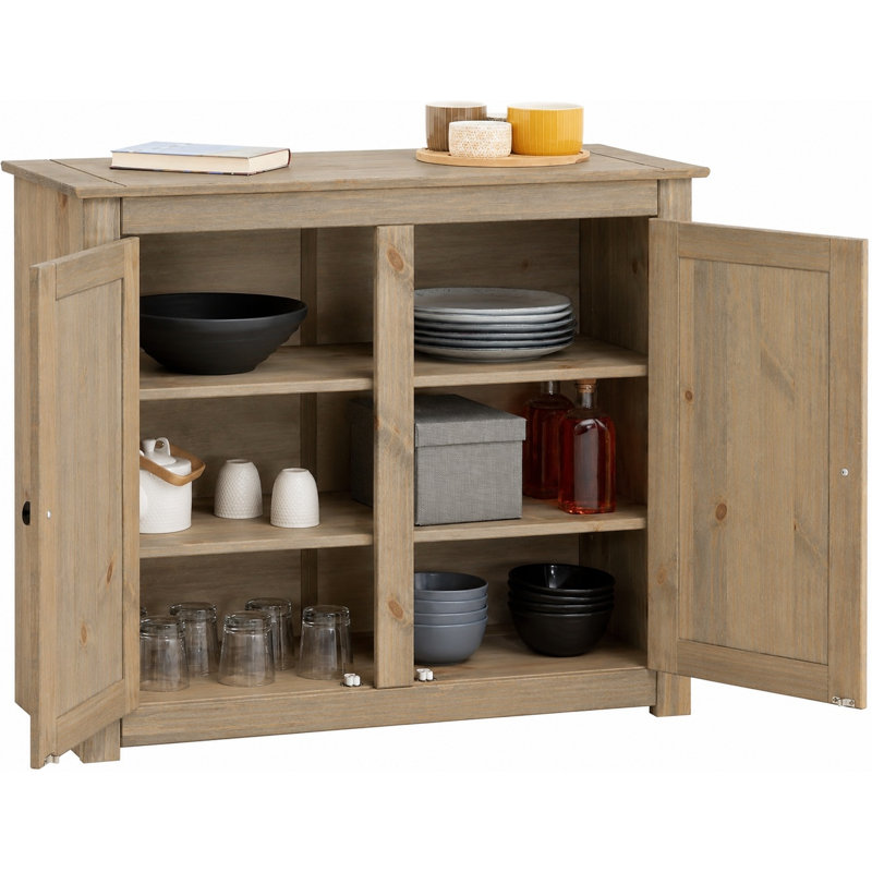 Panama Sideboard 2 Door Solid Pine Wood with Waxed Oak Finish