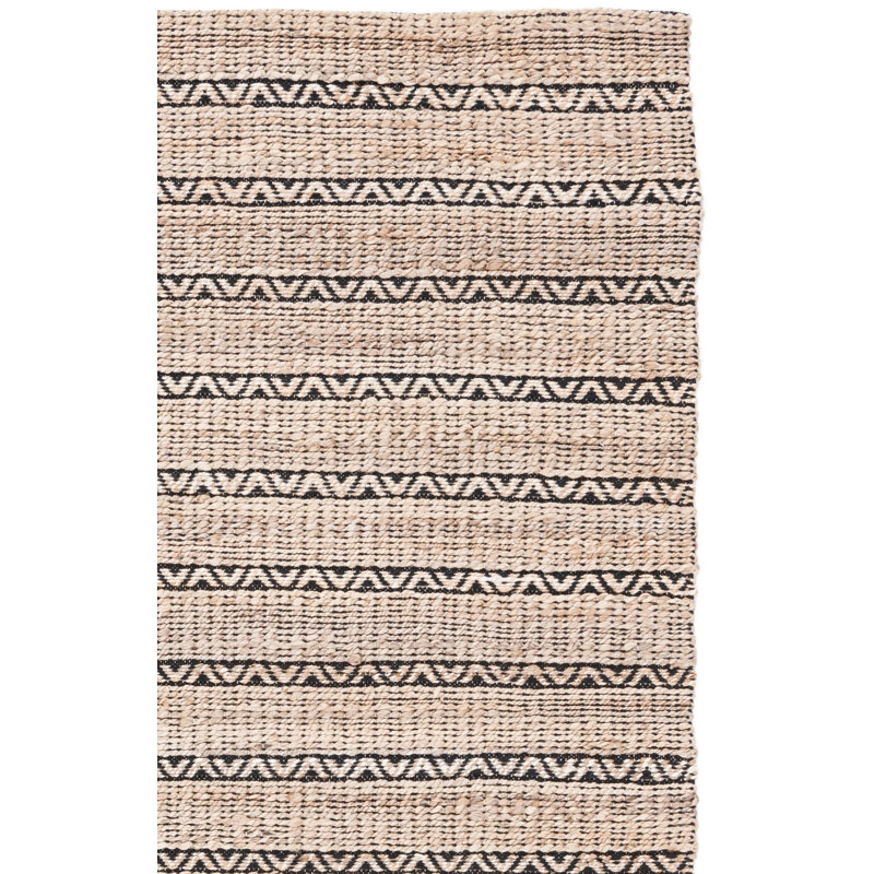 Tapis à motif géométrique en jute et en coton tissé à plat de couleur naturelle Iffat, Tapis de couloir 2 pi 3 po x 8 pi
