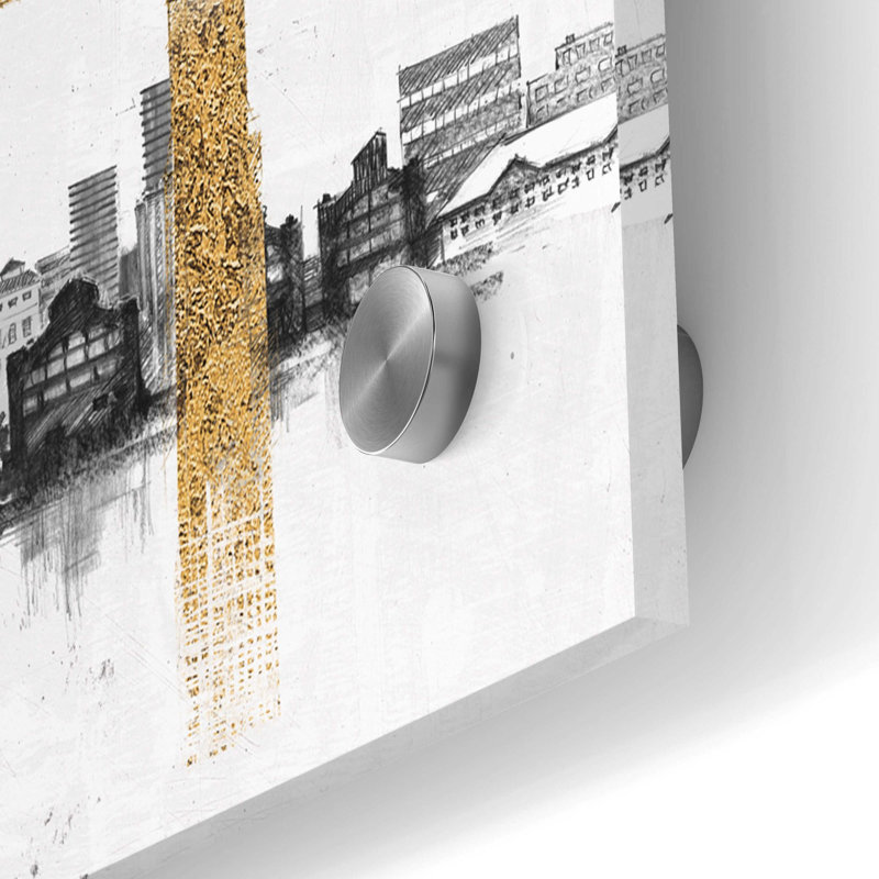 «Bridge And Skyline» par Avery Tillmon, art mural en verre acrylique, H 24 po x l 48 po x P 0,2 po