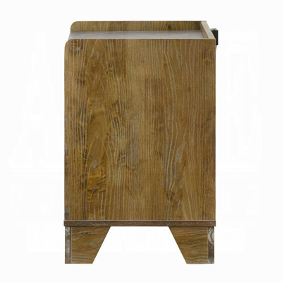 Table de chevet transitionnelle à finition brune avec ports USB et lumière USB