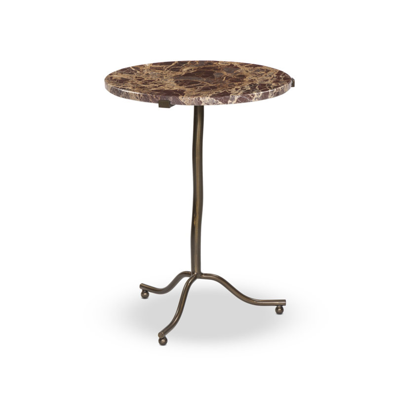 SOPHIE Marble End Table, Brown Top/Brown Base