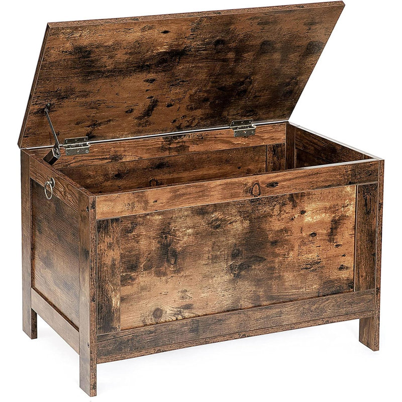 Coffre à jouets rétro avec rangement en bois avec charnière de sécurité et porte d'entrée