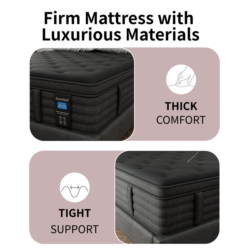 14 Inch Extra Firm Mattress Memory Foam Hybrid With Extra Lumbar Support Fiberglass-Free, King