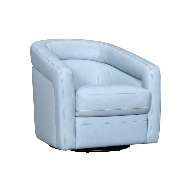 Khyion Upholstered Swivel Armchair, Blue Genuine Leather/Faux Leather