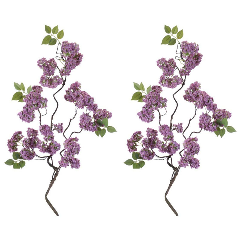 Branche de rameau floral (ensemble de 2), Mauve, vert, brun