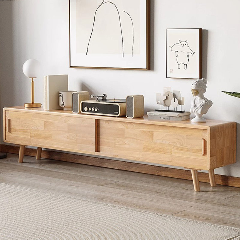 Burlywood Solid Wood TVStands, 15.758" H x 62.99" L x 11.81" W