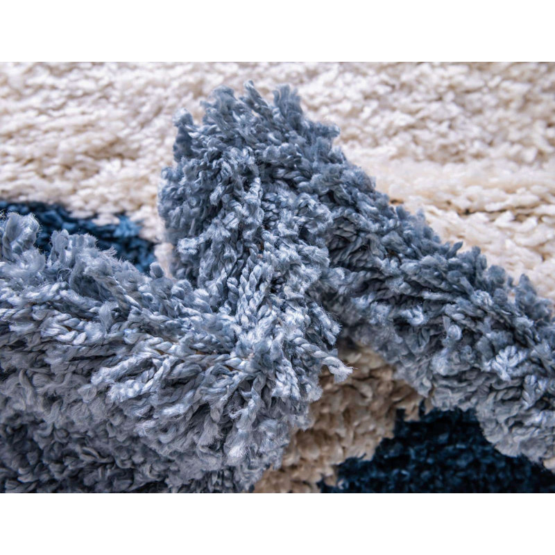 Tapis bleu à motif géométrique Mitzy, Carré 8 pi