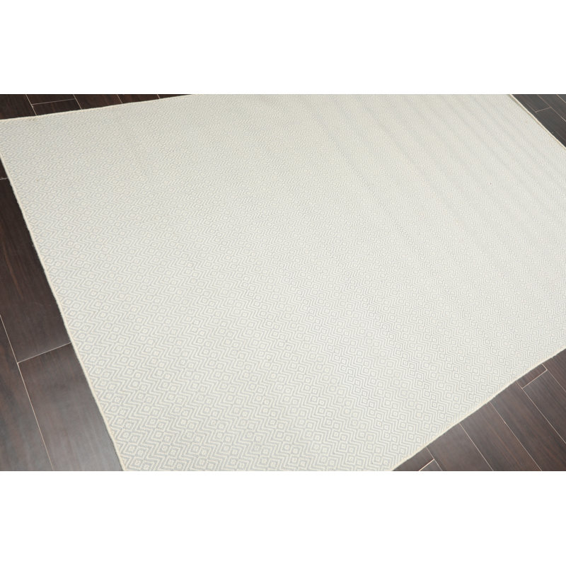Ivoire en laine tissée à la main Tapis décoratif à chevrons kachayr, Rectangle 8 pi x 10 pi