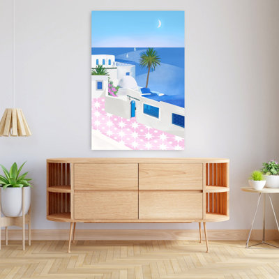 Art contemporain, palmier abstrait coloré et mystique, art tropical d'été