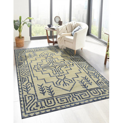 Louie Para Blue Hand Knotted Wool & Bamboo Silk Transitional WOOL/B.SILK 6' x 9' Area Rug