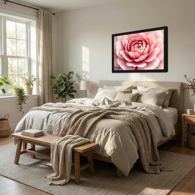 Plantes et fleurs, impression de motif floral rose, H 12 po x l 18 po
