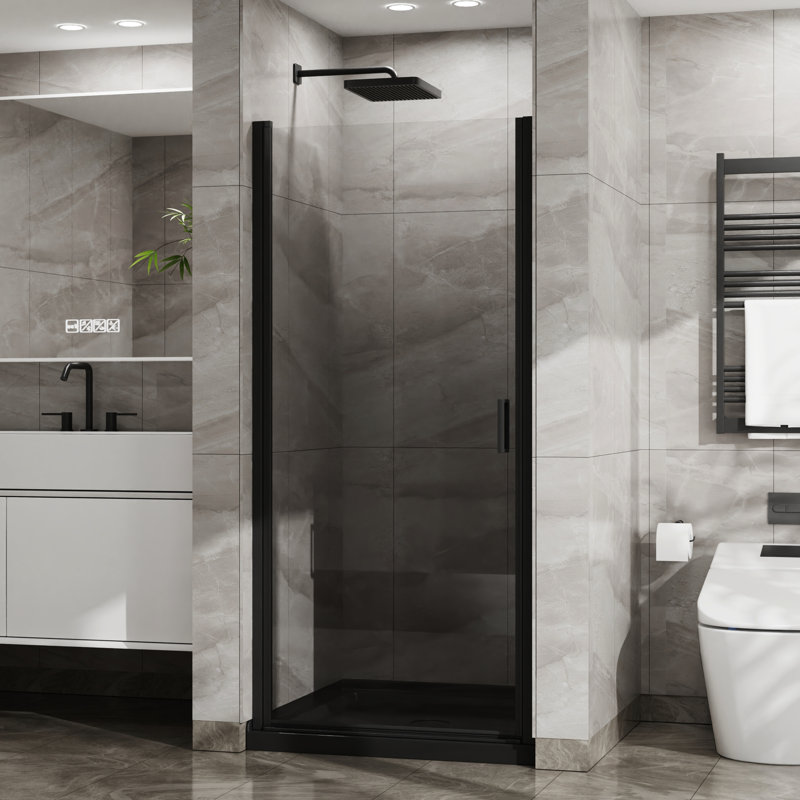 Brushed Nickel 32"w X 72"h Tempered Glass Shower Door - To Wear And Tear, Space Optimization Advantage, Bathroom Essential Component Marks, Adjustable Width Setting, Necessity