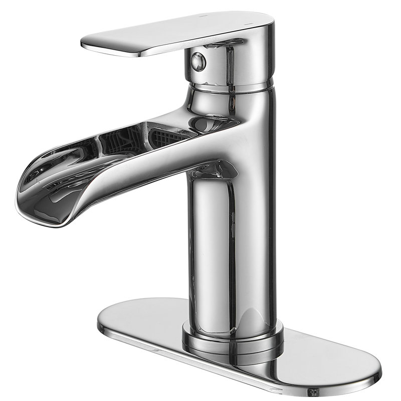 Robinet de salle de bain moderne à poignée simple et simple arc, Chrome poli