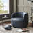 Faux Leather Upholstered Swivel Armchair With Ottoman-115270002