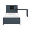 Finition bleu marine Lit plateforme avec bibliothèque et tête de lit avec tiroirs, bureau caché, tabouret, pied de lit, banc de rangement, mobilier de chambre à coucher, 1 pièce-843293271