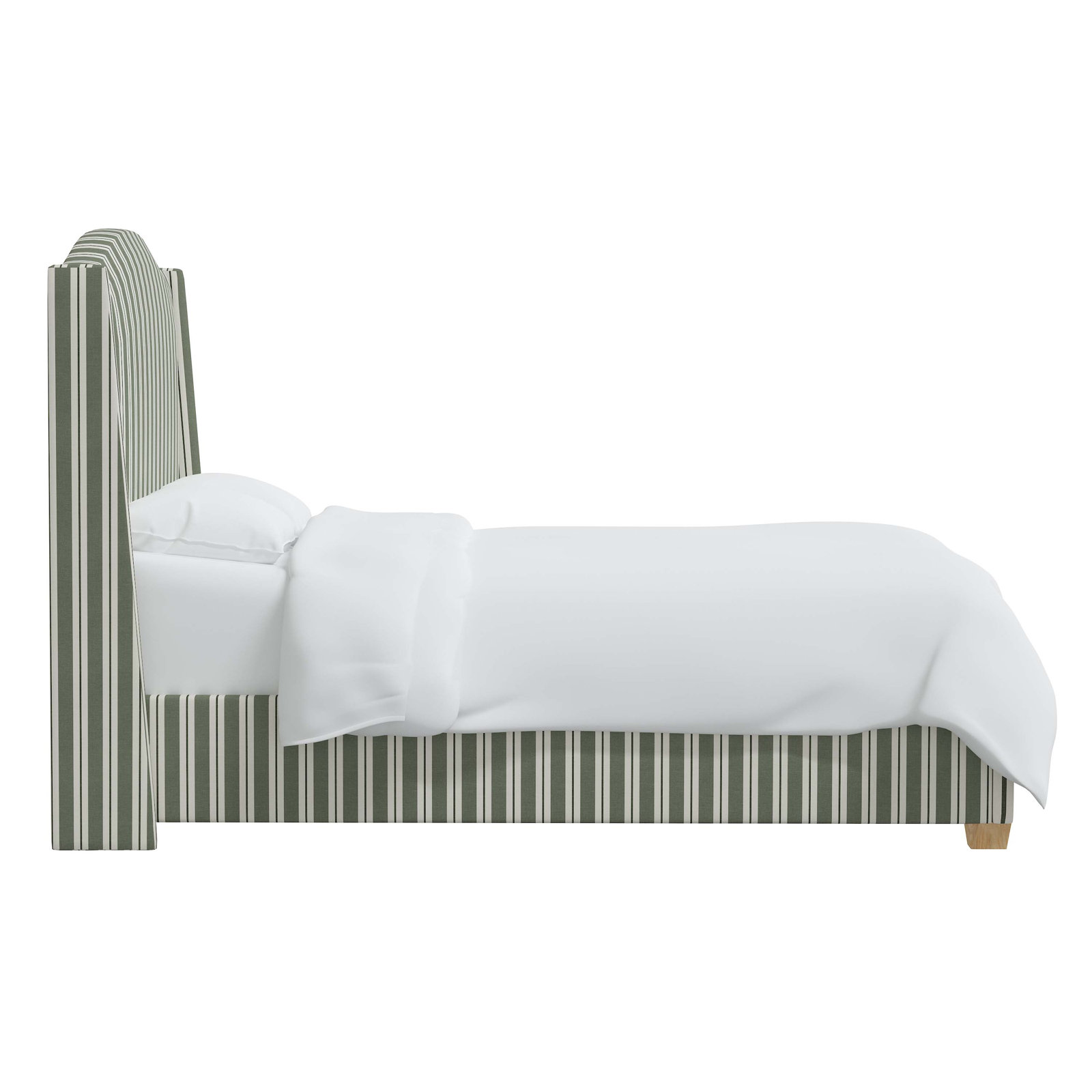 Hagerman Upholstered Wingback Bed, King, Anderson Stripe Green