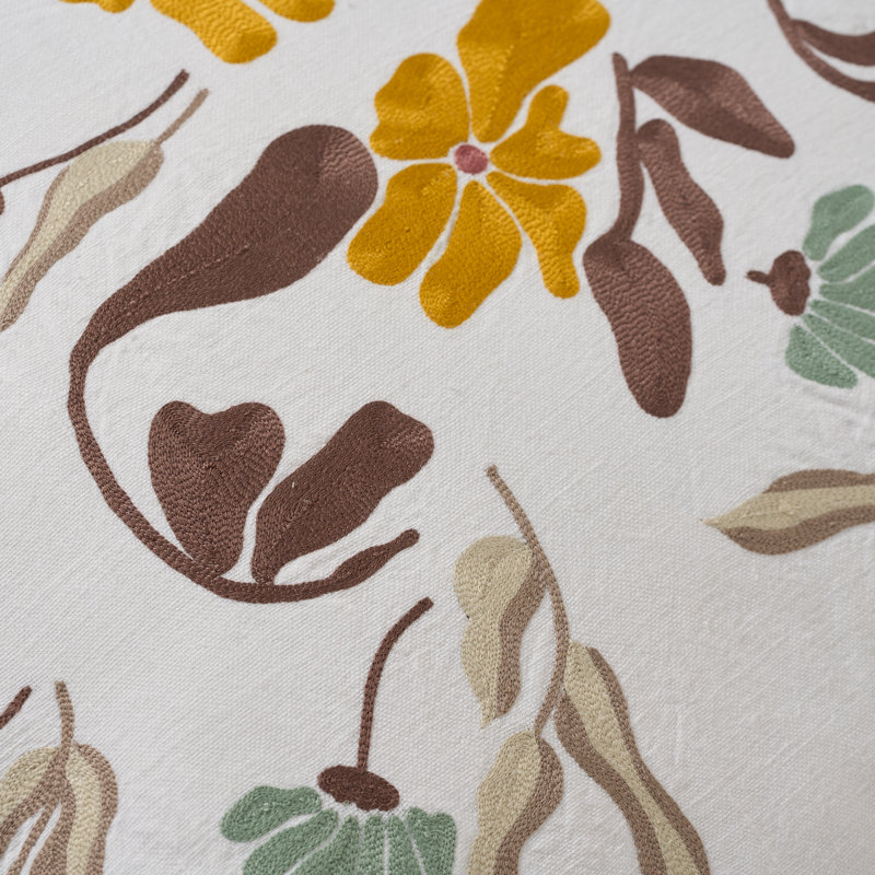 Bouquet Pillow Cover 20x20 Inch, White;Yellow;Brown