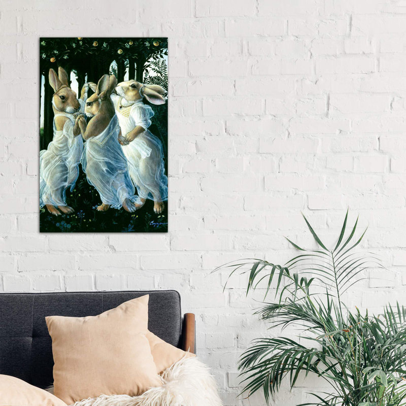 « Bunny graces » par Melinda Copper-impression d’art graphique, Toile tendue, H 40 po x l 26 po x P 1,5 po