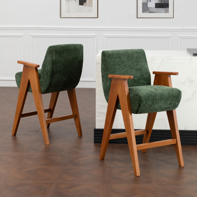 Tabouret de comptoir rembourré avec accoudoirs Kyajah