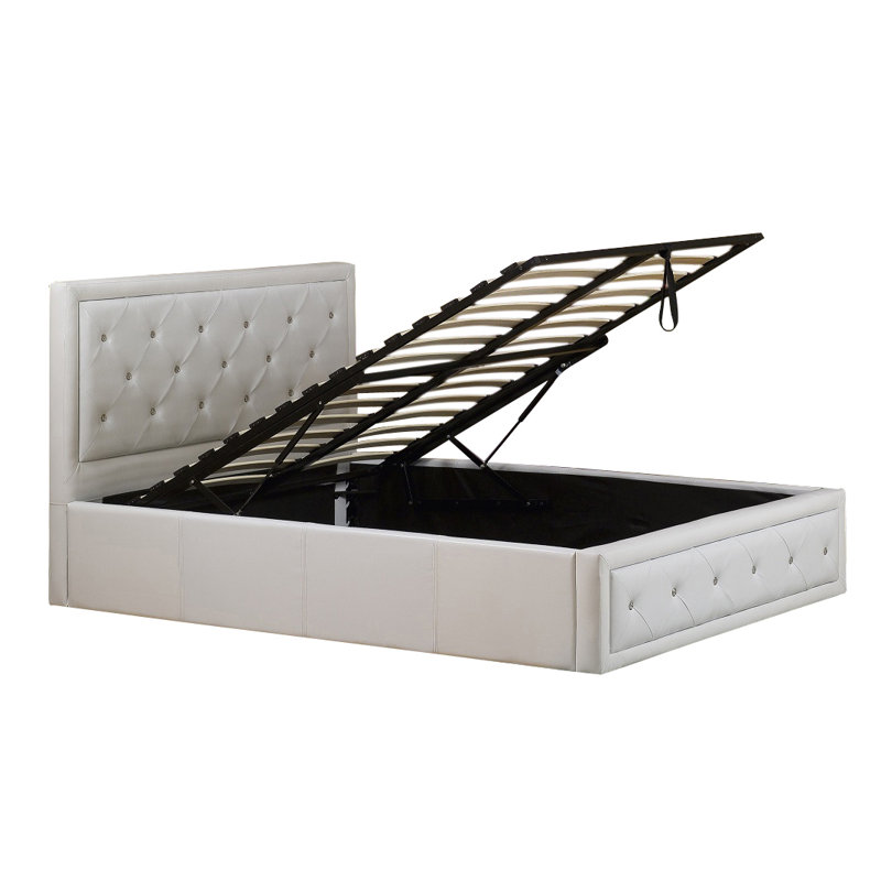 Dadur Upholstered Ottoman Storage Bed, White, Kingsize (5')	
