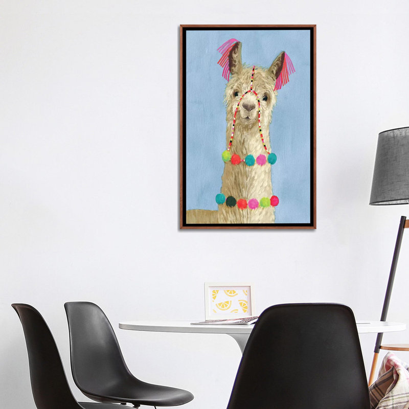 «Adorned Llama III», impression, H 48 po x l 32 po x P 1,5 po, Toile avec cadre en bois classique