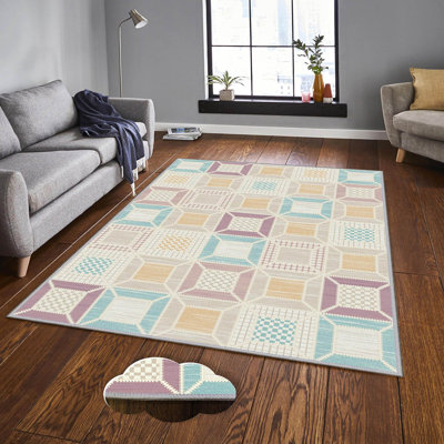 Premium 3D Digital Printed Carpet, 4. x 5.9 ft, 1% Polyester, Pile Height: .3 in, 65 g/m² | Antibacterial, Non-Slip Underside | Machine Washable, Ideal for Living Room, Bedroom, and Kids' Spaces