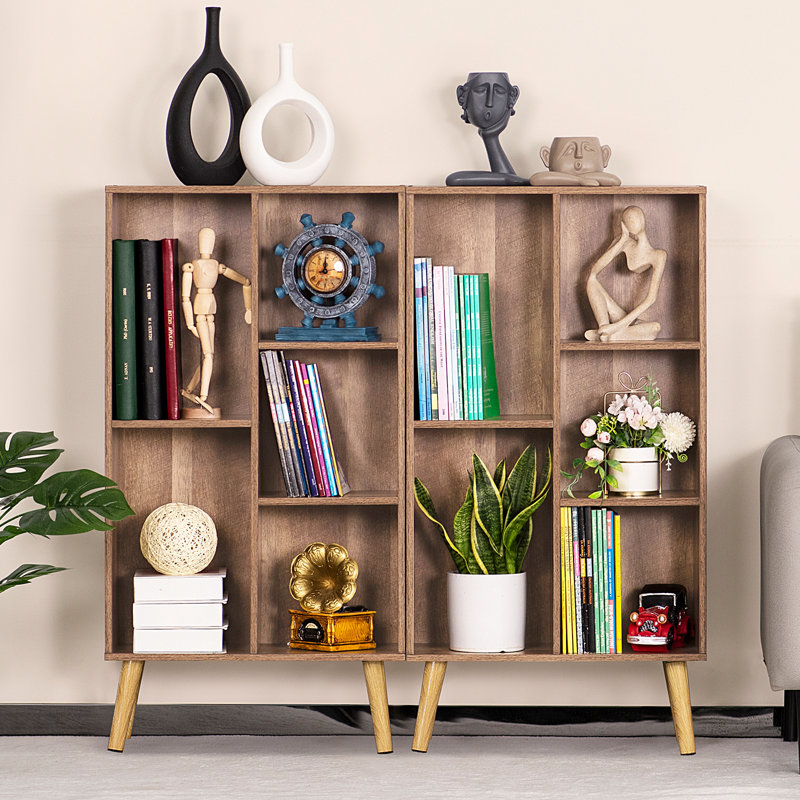 5 Cube Bookshelf 3-Tier Bookcase With Legs,Book Shelf Cute Storage Organizer,Free Standing Open Toy Shelves Wood Bookshelves,Display Bookcases For Bedroom,Living Room
