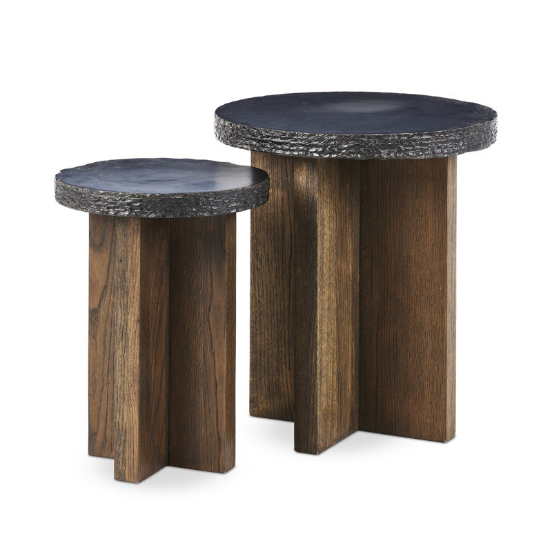 Mezes Nesting End Table-Natural Basalt