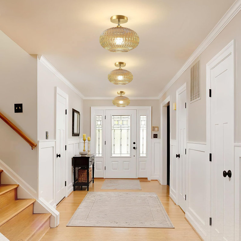 Plafonnier semi-encastré, plafonnier incliné, plafonnier en verre ambré, plafonnier rétro, plafonnier de cuisine, luminaire suspendu pour vestibule dans le vestibule