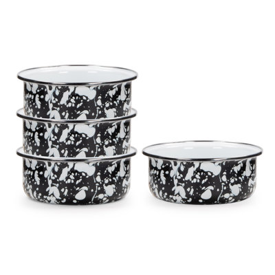 Black Swirl Enamelware Soup Bowl
