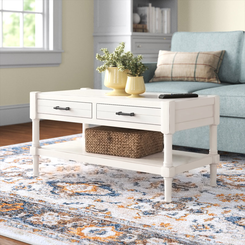 Aritha Coffee Table, Distressed White