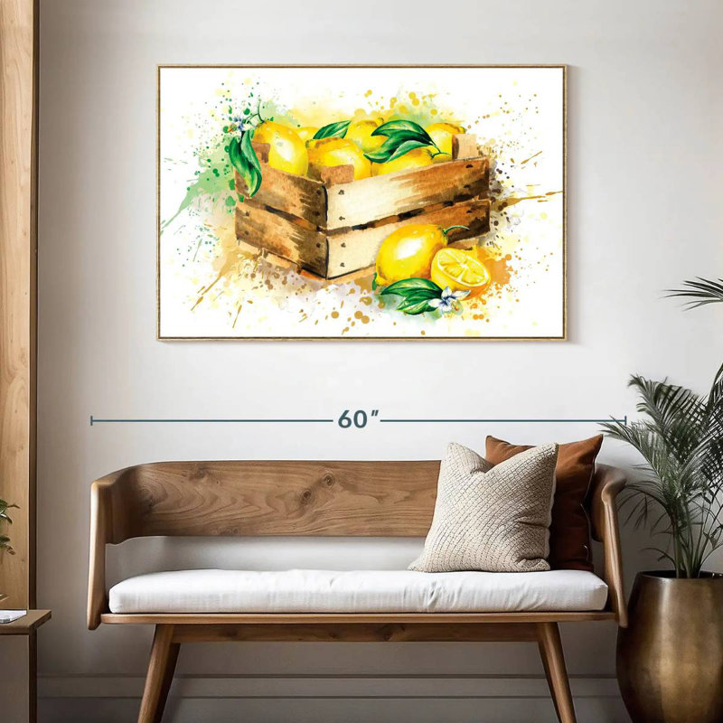 Récolte de citronnelle, Cadre flottant en bois naturel, 46 po x 31 po