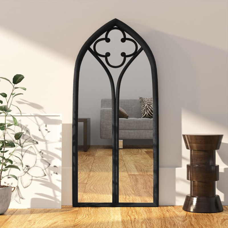 Junien Metal Flat Wall Mirror, Black, 70cm H x 30cm W