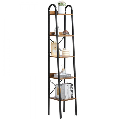 Metal Bookshelf Rustic Bookshelf 5-Tier for Living room Bedroom & Office
